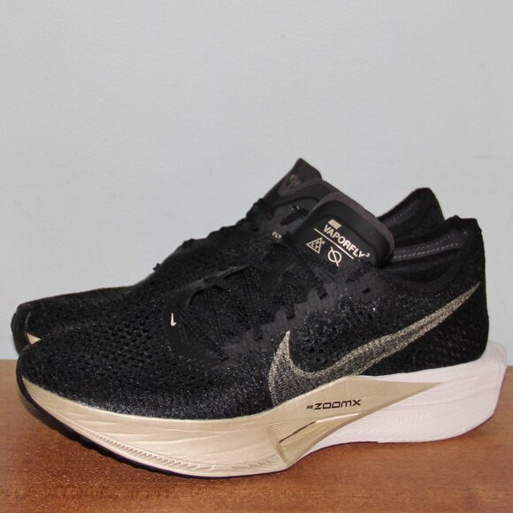 Nike ZoomX VaporFly Next% 3 Running Shoes Black Metallic Gold Men 7 7.5 9.5 - Picture 2 of 6